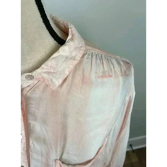Pilcro Anthropologie Noemie Pink Tie Dye Button Up Shirt Flowy Lightweight L - Picture 8 of 11